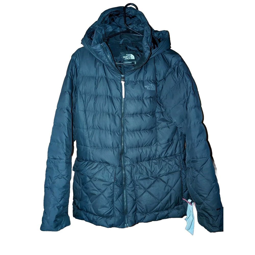 The North Face Goose Down Ski Jacket Women's Med 550 Black Lined Cinched‎ Hood